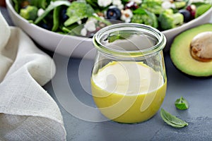 Healthy honey mustard dressing with avocado