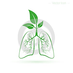 Healthy human lungs. Health, clean air and forest protection concept. Isolated vector illustration