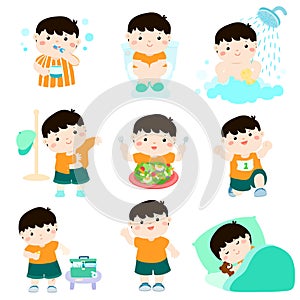 Healthy hygiene for boy cartoon