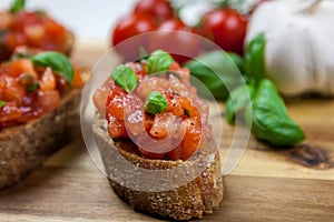 Healthy italian food - bruschetta