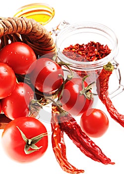 Healthy Italian Raw Food: cherry tomatoes,red chil