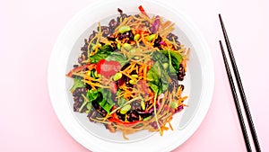 Healthy Japanese Style Vegetarian Rainbow Salad