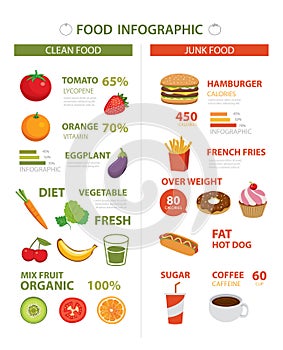Healthy and junk food infographic