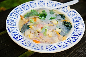 Healthy kale and mushrooms soup