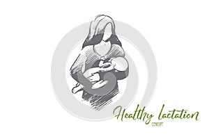 Healthy lactation concept. Hand drawn isolated vector.