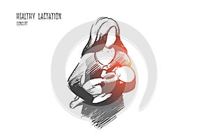 Healthy lactation concept. Hand drawn vector.