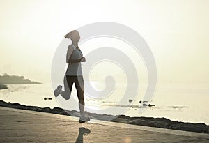 Healthy lifestyle asian woman running