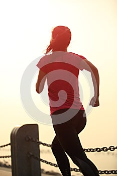 Healthy lifestyle beautiful asian woman running