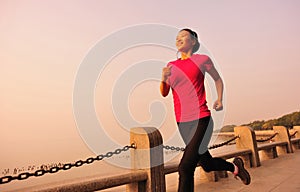 Healthy lifestyle beautiful asian woman running