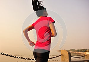 Healthy lifestyle beautiful asian woman running