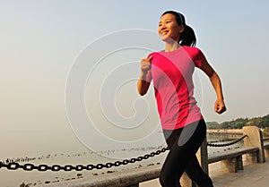 Healthy lifestyle beautiful asian woman running