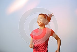 Healthy lifestyle beautiful asian woman running