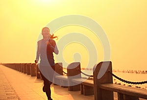 Healthy lifestyle beautiful asian woman running
