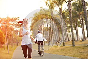 Healthy lifestyle beautiful asian woman running