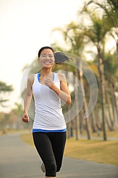 Healthy lifestyle beautiful asian woman running