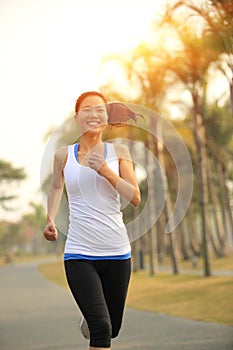 Healthy lifestyle beautiful asian woman running