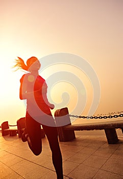 Healthy lifestyle beautiful asian woman running