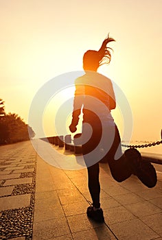 Healthy lifestyle beautiful asian woman running