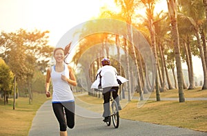 Healthy lifestyle beautiful asian woman running