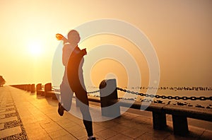 Healthy lifestyle beautiful asian woman running