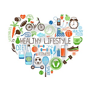 Healthy Lifestyle Diet and Fitness Heart sign