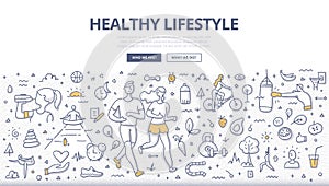 Healthy Lifestyle Doodle Concept photo