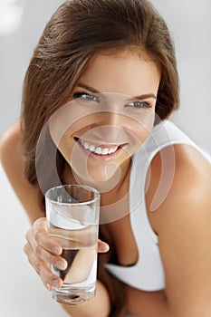 Healthy Lifestyle, Eating. Woman Drinking Water. Drinks. Health, Beauty, Diet.