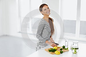 Healthy Lifestyle, Eating. Woman With Lemons And Limes. Vitamin