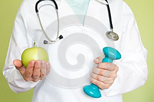 Healthy lifestyle fitness and diet abstract concept with doctor