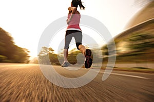 Healthy lifestyle fitness sports woman running leg