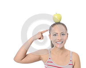 Healthy lifestyle - fitness woman hands apple