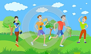 Healthy lifestyle from a group of people who do exercise outdoor