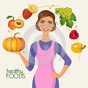 Healthy lifestyle, a healthy diet and daily routine. Cooking poster