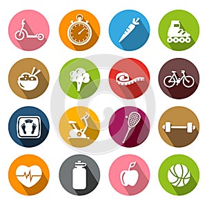 Healthy Lifestyle Icons - Flatdesign