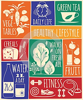 Healthy lifestyle Icons set