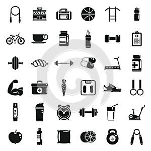 Healthy lifestyle icons set simple vector. Diet food