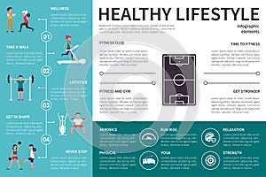 Healthy lifestyle infographic flat vector illustration. Presentation Concept