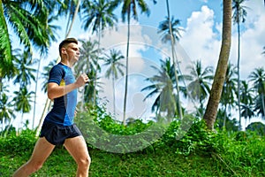 Healthy Lifestyle. Jogger Running. Sporty Runner Man Jogging. Sp