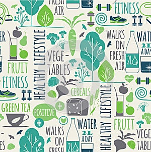 Healthy lifestyle seamless background