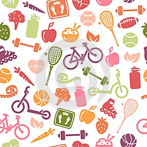 Healthy Lifestyle Seamless Pattern