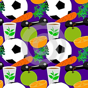 Healthy lifestyle seamless pattern