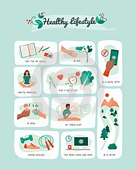 Healthy lifestyle and self-care infographic photo