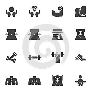 Healthy lifestyle vector icons set