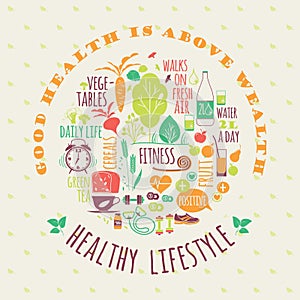 Healthy lifestyle vector illustration.