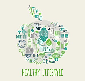 Healthy lifestyle vector illustration.