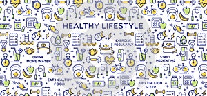 Healthy Lifestyle Vector Illustration, Dieting, Fitness & Nutrition