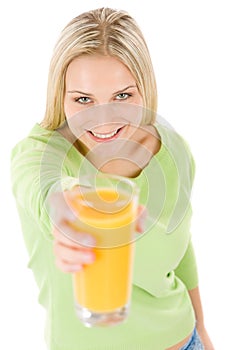 Healthy lifestyle - woman with orange juice