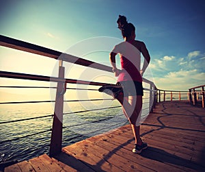 Healthy lifestyle woman running seaside