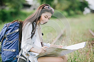 Healthy lifestyle woman smiling outside. Travel concept