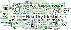 Healthy Lifestyle word cloud collage vector